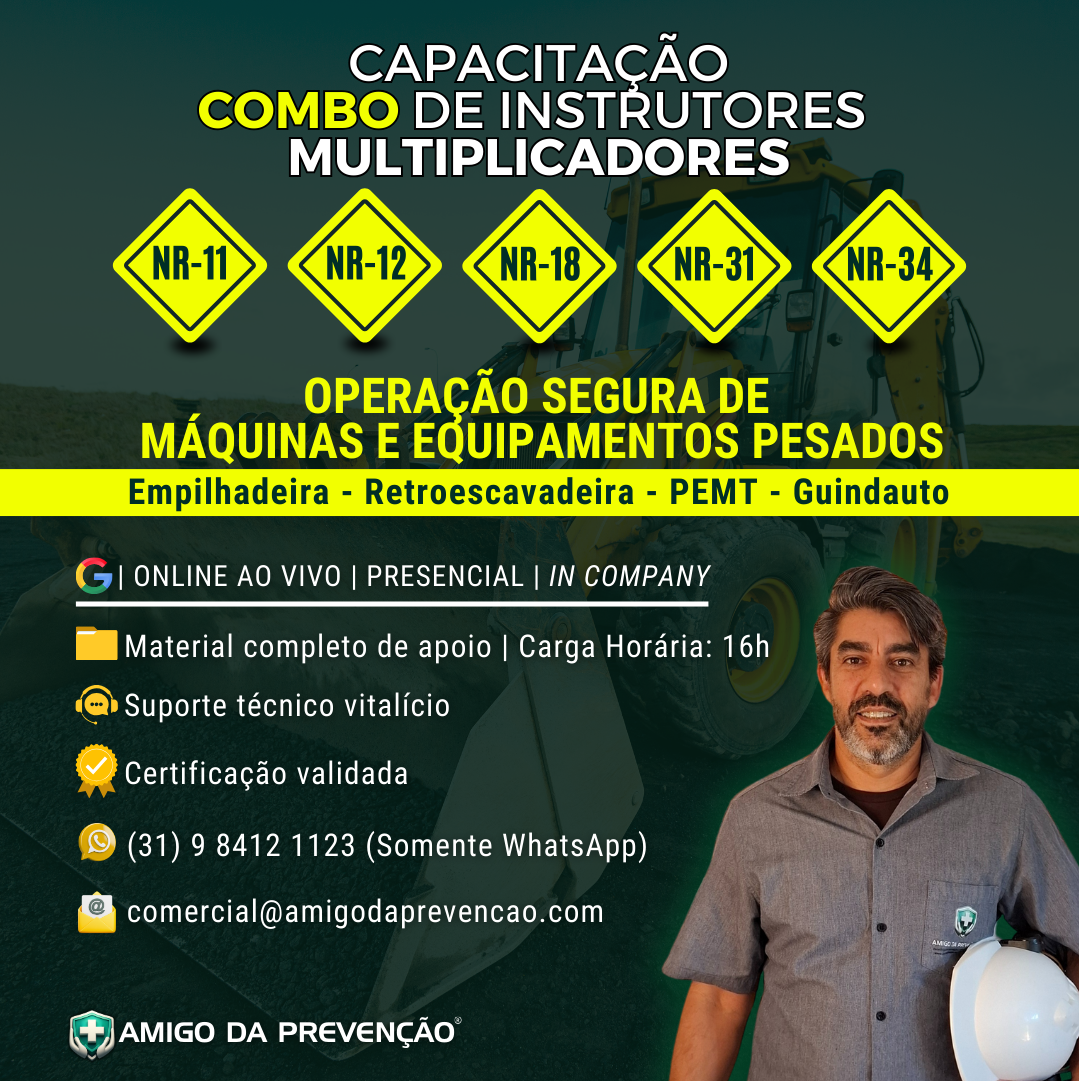 CURSO COMBO DE CAPACITAÇÃO DE INSTRUTORES DE TRABALHO SEGURO COM MÁQUINAS E EQUIPAMENTOS PESADOS